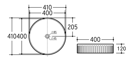 VITO Athena Fluted Round Premium Ceramic Above-Counter Basin 410*410*120mm ATH410R-GW/MW//MB — detail 8