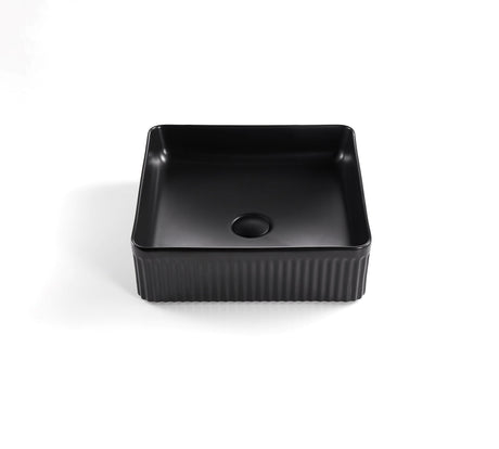 VITO  Athena Fluted Square Premium Ceramic Above-Counter Basin400*400*130mm ATH4040SQ-GW/MB — detail 4