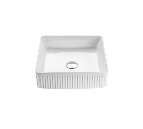 VITO  Athena Fluted Square Premium Ceramic Above-Counter Basin400*400*130mm ATH4040SQ-GW/MB — detail 2