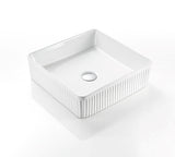 VITO  Athena Fluted Square Premium Ceramic Above-Counter Basin400*400*130mm ATH4040SQ-GW/MB — detail 3