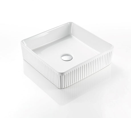 VITO  Athena Fluted Square Premium Ceramic Above-Counter Basin400*400*130mm ATH4040SQ-GW/MB — detail 3