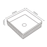 CA415SQ Above Counter Cascade Fluted Square Art Basin(Square: 435*435*150mm) — detail 2