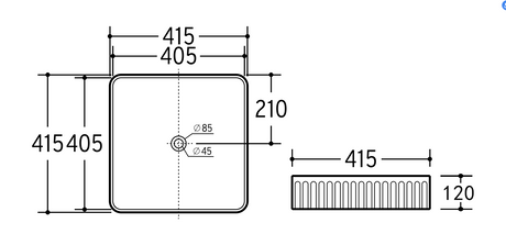 CA415SQ Above Counter Cascade Fluted Square Art Basin(Square: 435*435*150mm) — detail 3