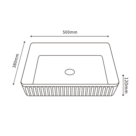 CA5038 Cascade Flute Retangular Art Basin(Rectangle: 500*380*120mm) — detail 3