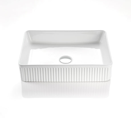 VITO Athena Fluted Rectangular Premium Ceramic Above-Counter Basin 500*380*120mm ATH5038-GW/MW/MB — detail 3