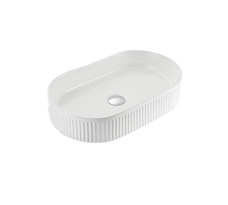 VITO Athena Fluted Oval Premium Ceramic Above-Counter Basin 590*370*100mm ATH5937-GW/MW/MB — detail 4