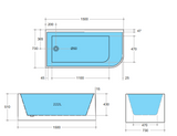 Corner CBT1500L-510 Back to Wall Bathtub — detail 3