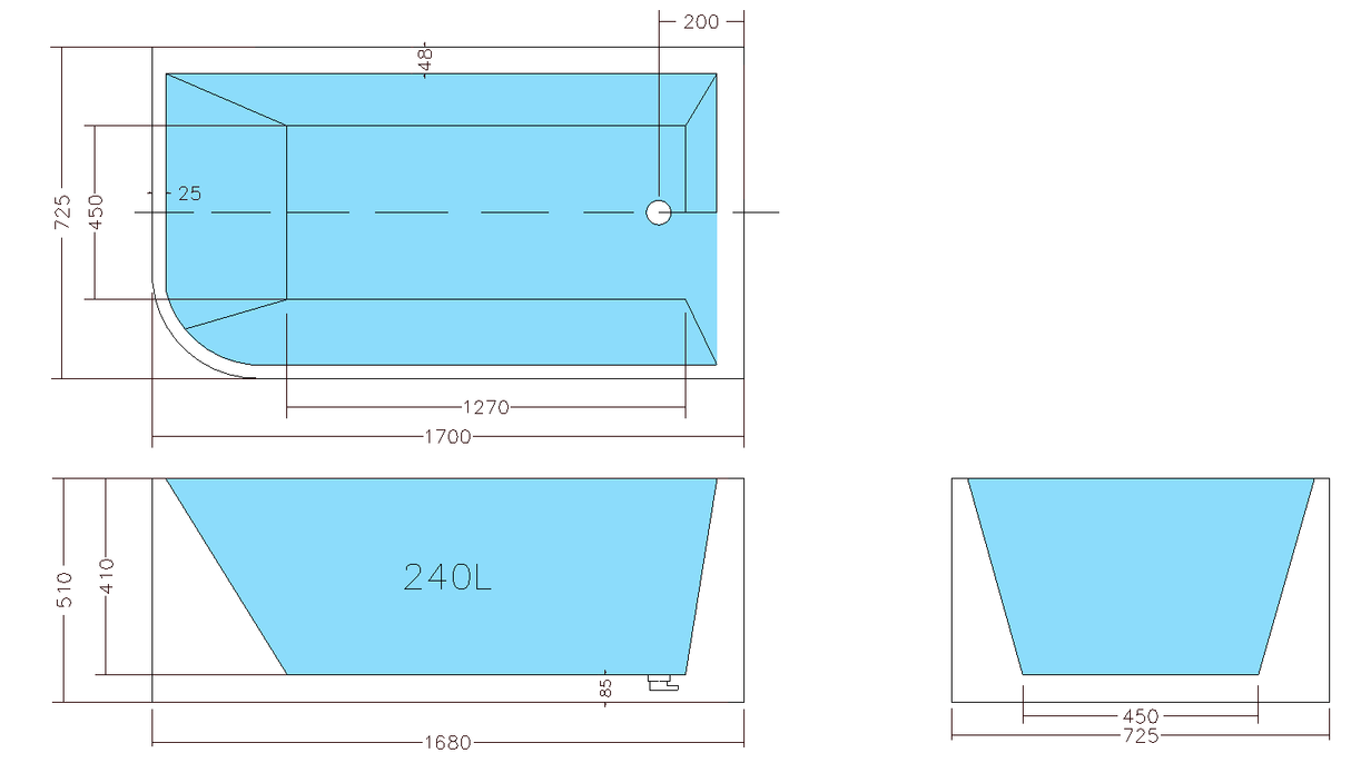 Corner CBT1700R-510 Back to Wall Bathtub — detail 3