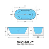 Capri CGV1500R Oval Freestanding Right Corner Bathtub — detail 4