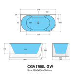 Capri CGV1700L Oval Freestanding Left Corner Bathtub — detail 4