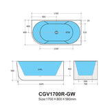 Capri CGV1700R Oval Freestanding Right Corner Bathtub — detail 4