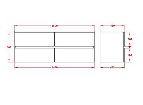 Stella Wall-Hung PVC Vanity Cabinet Only OAK1521-WH-Cab (Double Bowl) — detail 3