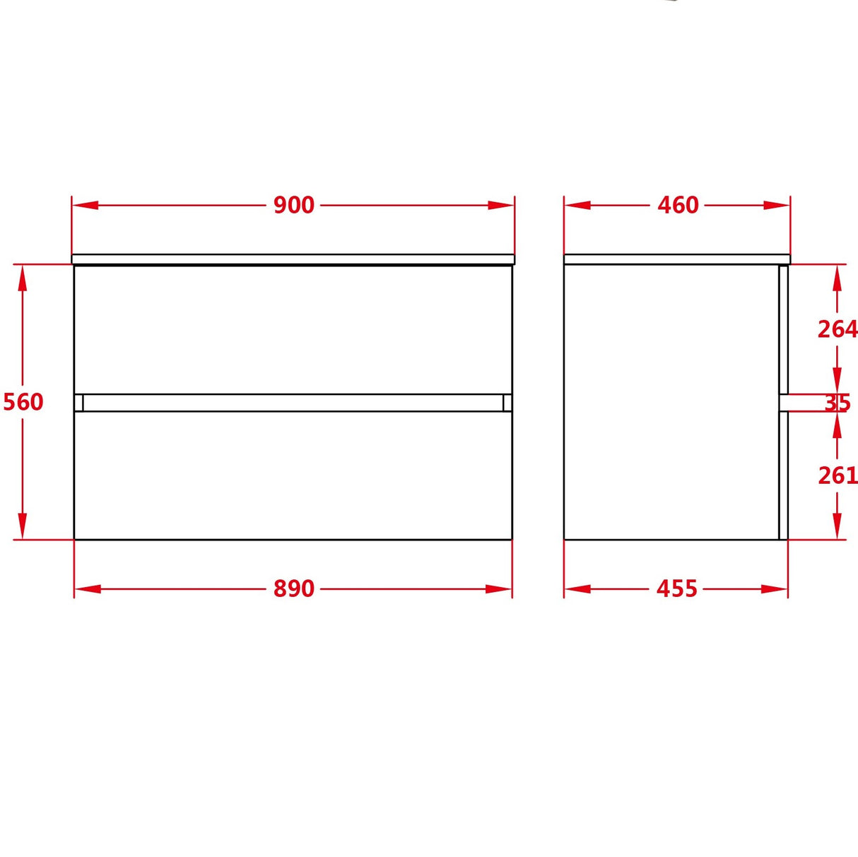 Stella Wall-Hung PVC Vanity Cabinet Only OAK900-WH-Cab — detail 3