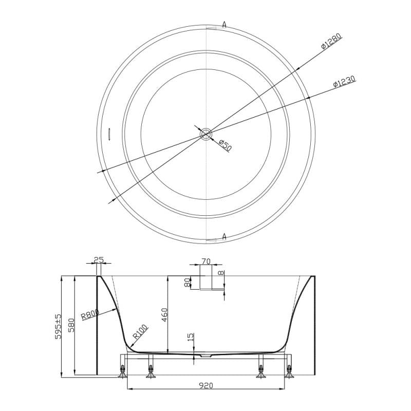 CO1280 Free Standing Bathtub(Round) — detail 4