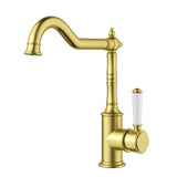 Clasico Sink Mixer Brushed Gold / Ceramic Handle Brushed Gold