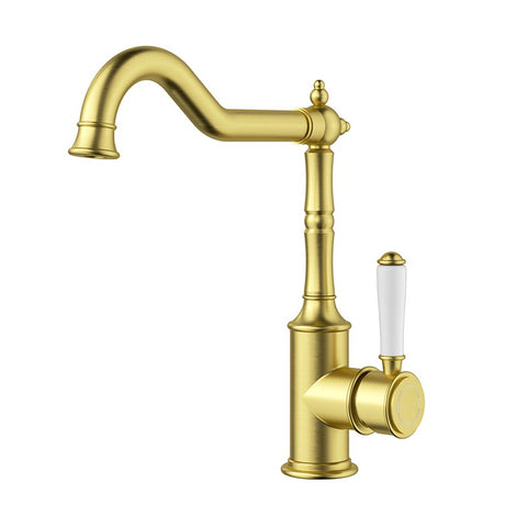 Clasico Sink Mixer Brushed Gold / Ceramic Handle Brushed Gold