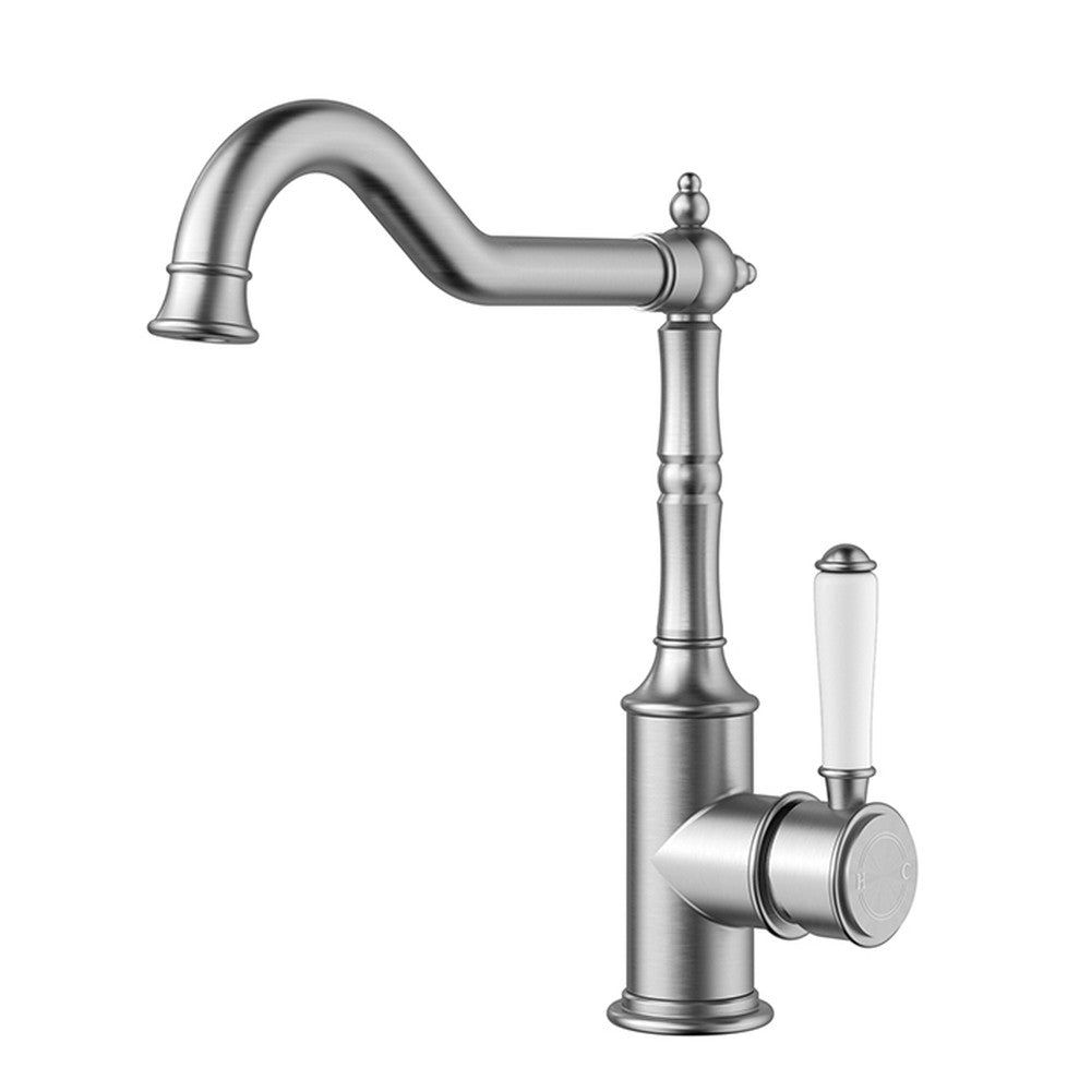 Clasico Sink Mixer Brushed Nickel / Ceramic Handle Brushed Nickel