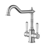 Clasico Sink Mixer Twin Handle Brushed Nickel / Ceramic Handle Brushed Nickel