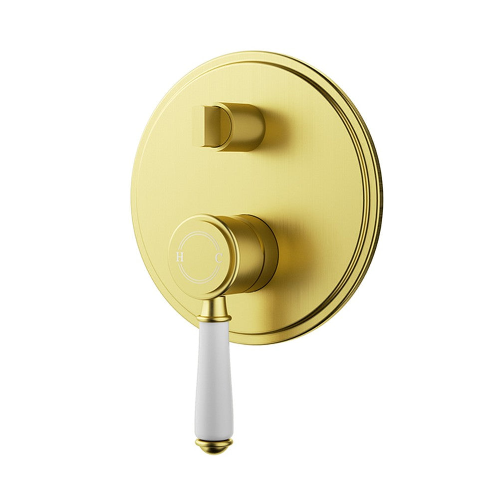 Clasico Wall Mixer Diverter Trim Kit Brushed Gold / Ceramic Handle Brushed Gold