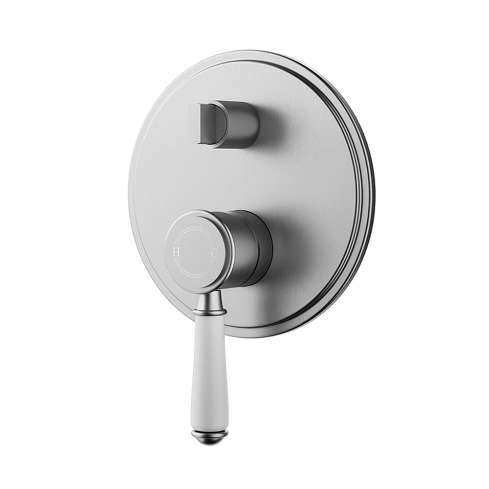 Clasico Wall Mixer Diverter Trim Kit Brushed Nickel / Ceramic Handle Brushed Nickel