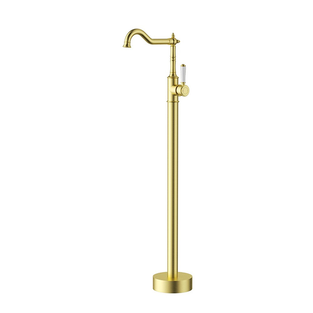 Clasico Bath Mixer Freestanding Brushed Gold  / Ceramic Handle Brushed Gold