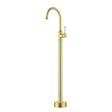 Clasico free standing gooseneck bath mixer Ceramic handle In Brushed Gold Brushed Gold