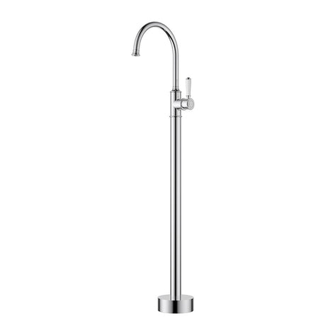 Clasico free standing gooseneck bath mixer Ceramic handle Chrome