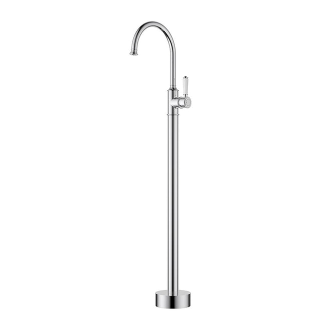 Clasico free standing gooseneck bath mixer Ceramic handle Chrome