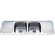Cora Double Bowl Double Drainer Sink   1380mm Chrome