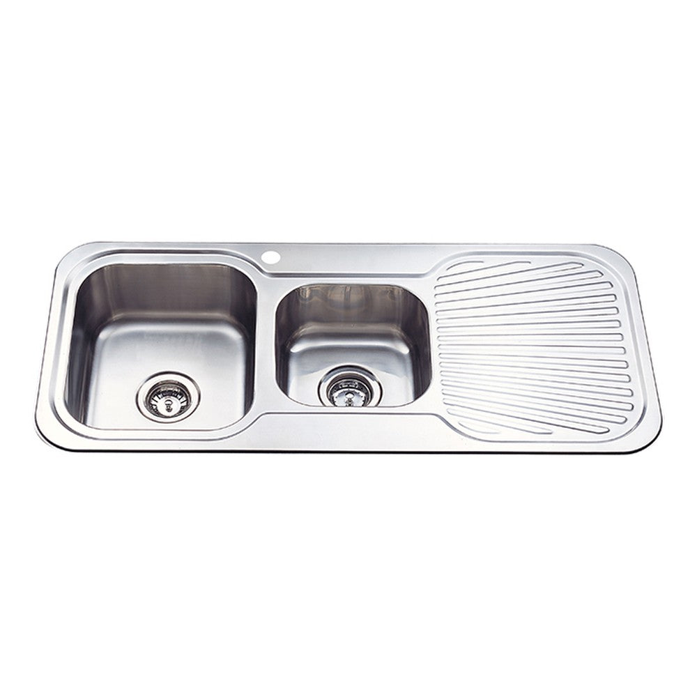 Cora 1 & 3/4 Bowl Single Drainer Sink LHB   1080mm Chrome
