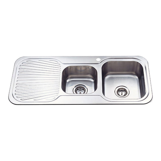 Cora 1 & 3/4 Bowl Single Drainer Sink RHB   1080mm Chrome