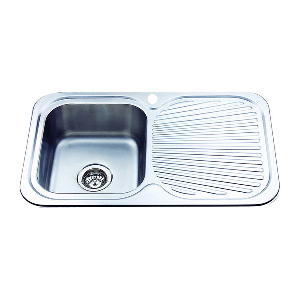 Cora Single Bowl Single Drainer Sink LHB   780mm Chrome