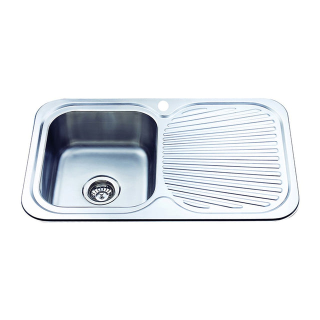 Cora Single Bowl Single Drainer Sink LHB   780mm Chrome