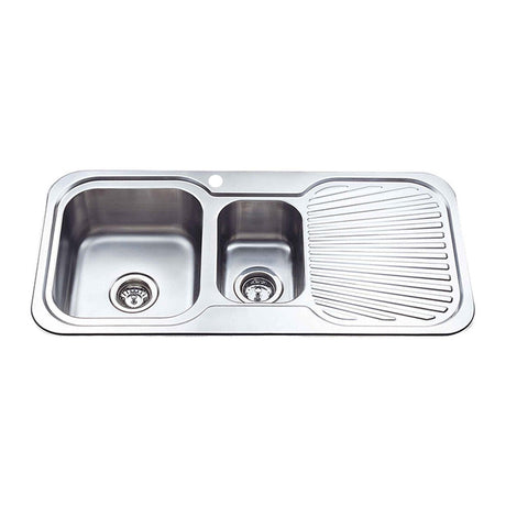 Cora 1 & 1/2 Bowl Single Drainer Sink LHB   980mm Chrome