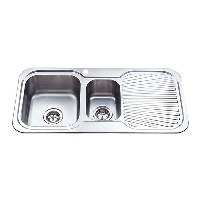 Cora 1 & 1/2 Bowl Single Drainer Sink LHB   980mm Chrome