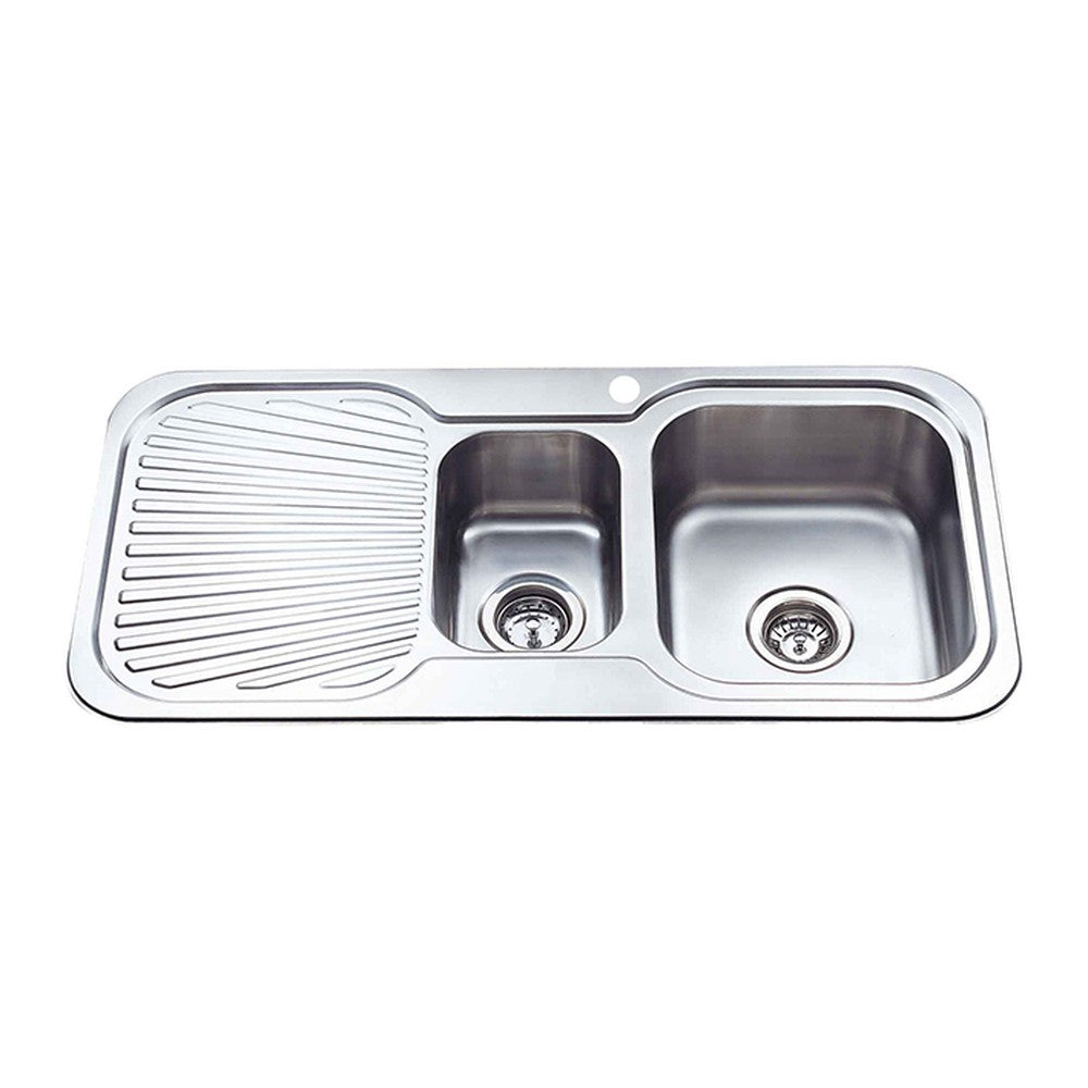 Cora 1 & 1/2 Bowl Single Drainer Sink RHB  980mm Chrome