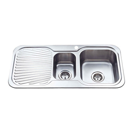 Cora 1 & 1/2 Bowl Single Drainer Sink RHB  980mm Chrome