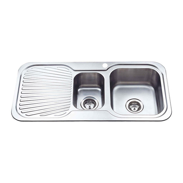 Cora 1 & 1/2 Bowl Single Drainer Sink RHB  980mm Chrome