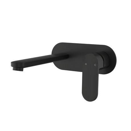 Cora  Ellipse Handle  Wall Basin Mixer  Matt Black Lead Free Matt Black
