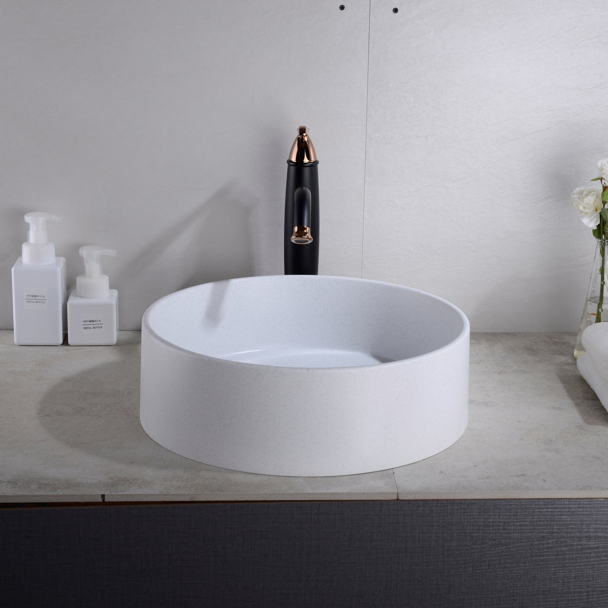 Quartz QZ4141 Above Counter Basin Pop-Up Waste Included(Round: 410*410*130mm)