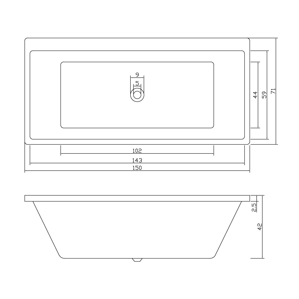Dunton DIB7101-1500 Freestanding Bathtub — detail 3