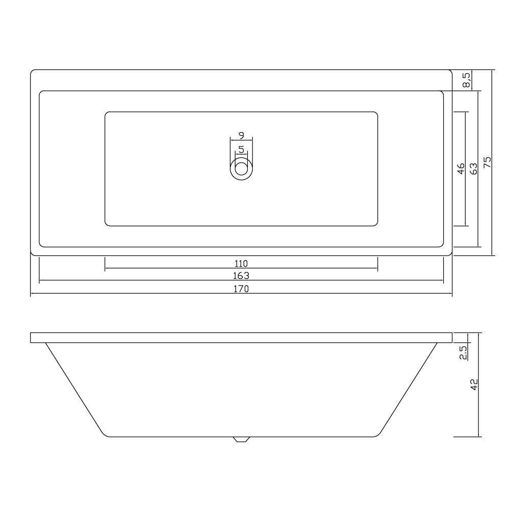 Dunton DIB7101-1700 Freestanding Bathtub — detail 3