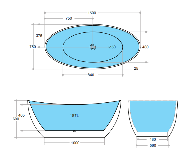 Evie EBT1500 Freestanding Bathtub — detail 3