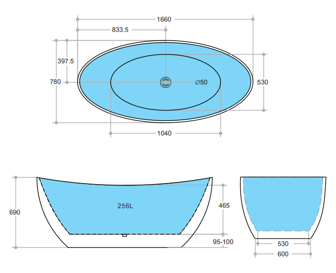 Evie EBT1660 NF Freestanding Bathtub — detail 3