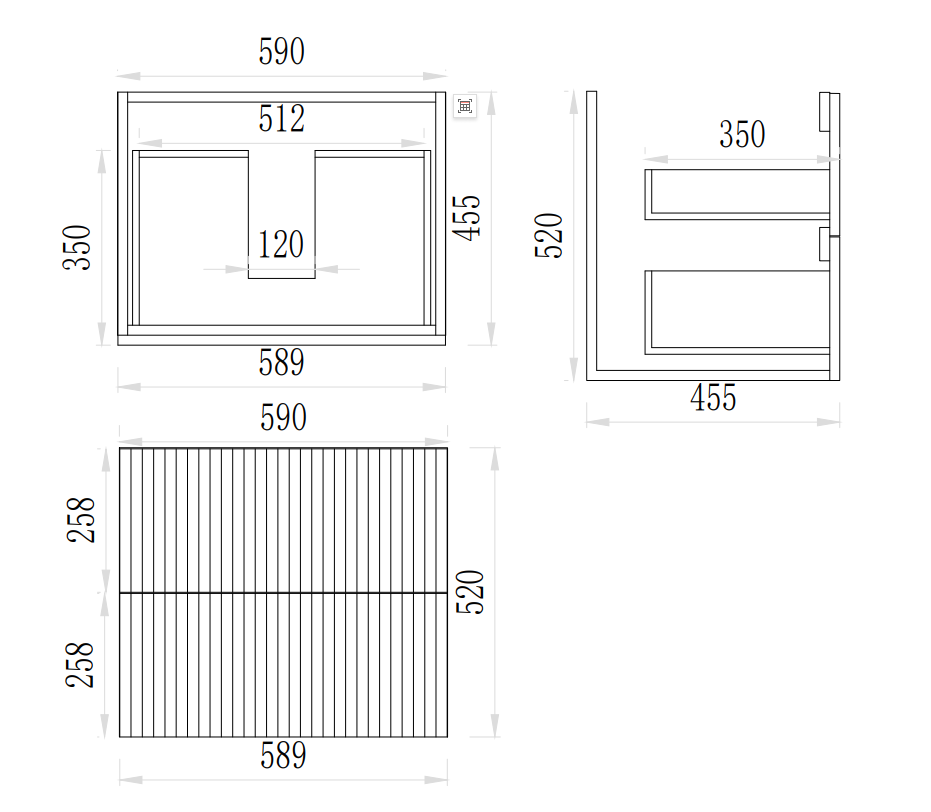 VITO EDINA WALL HUNG VANITY  With Soft Closing Drawers  590*355*520mm EDI63W-CO/PO — detail 3