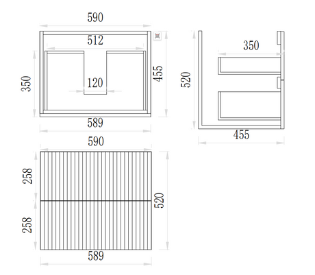 VITO EDINA WALL HUNG VANITY  With Soft Closing Drawers  590*355*520mm EDI63W-CO/PO — detail 3