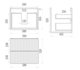 VITO EDINA WALL HUNG VANITY  With Soft Closing Drawers  590*455*520mm EDI64W-CO/PO — detail 3