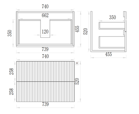 VITO EDINA WALL HUNG VANITY  With Soft Closing Drawers  740*455*520mm EDI74W-CO/PO — detail 3
