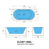 Elivia ELCBT1500L Oval Freestanding Left Corner Bathtub — detail 3