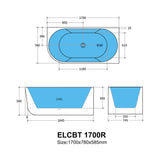 Elivia ELCBT1700R Oval Freestanding Right Corner Bathtub — detail 3